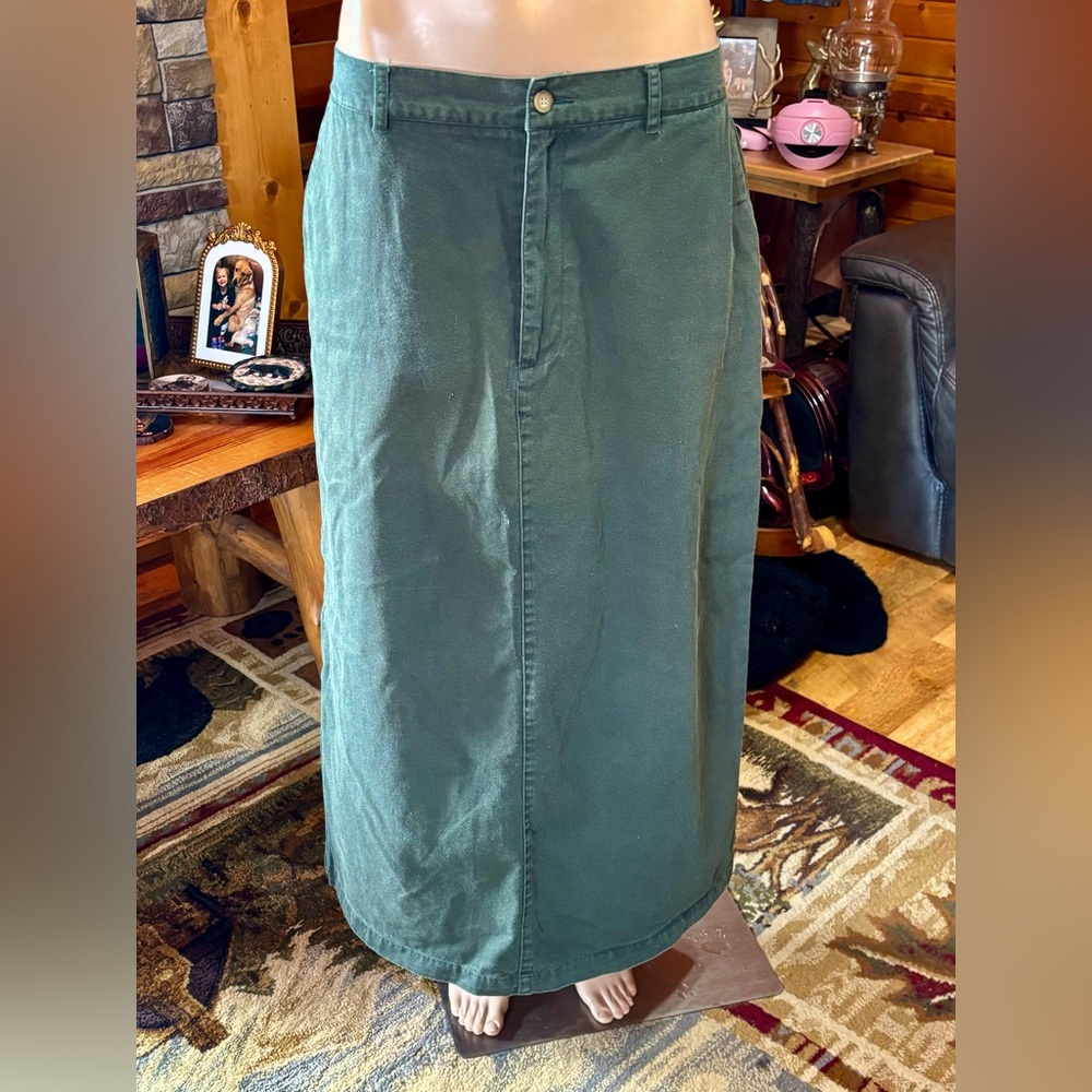 Paul Harris Design Vintage 100% Cotton Army Green Maxi Skirt